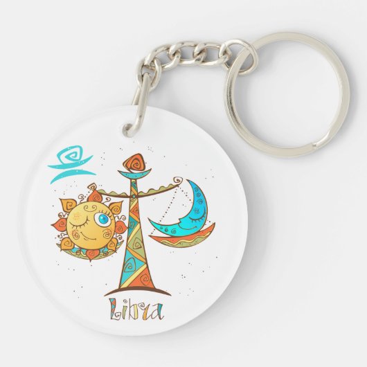 Cute Libra Sun en Moon Scales Sleutelhanger (Achterkant)
