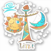 Cute Libra Sun en Moon Scales Sticker (Voorkant)