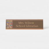 Cute Librarian add name class Desk Name Bord Bureau Naambordje (Voorkant)