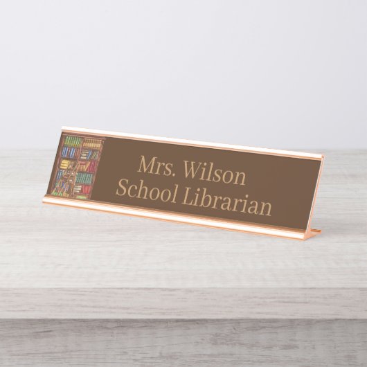 Cute Librarian add name class Desk Name Bord Bureau Naambordje (Voorkant)