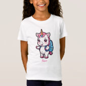 Cute licorne avec sac à dos T-shirt école (Devant)