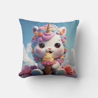 Cute licorne lancer oreiller