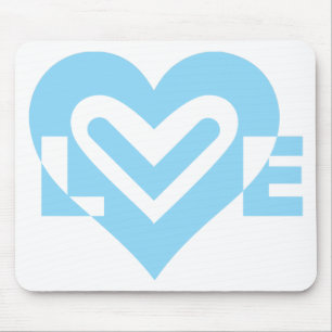 Cute Liefde Grafisch in Blauw Muismat