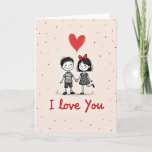 Cute Liefdes Koppel Hartjes Kaart