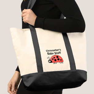 Cute lieveheersbeestje baby spullen naam rood zwar tote bag