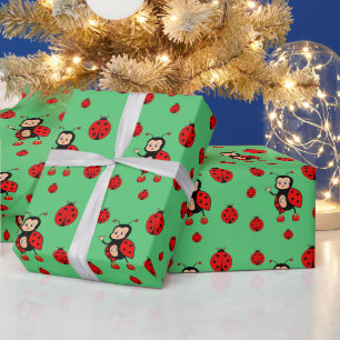 Cute Lieveheersbeestjes op Groen Cadeaupapier