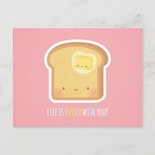 Cute Life is Butter with You Love Pun Carte postal