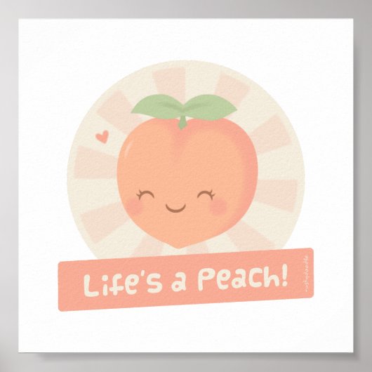 Cute Life is een Poster met peach Fruit Pun (Voorkant)