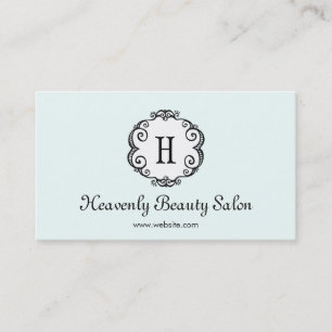 Cute Light Aqua Monogram Beauty Salon Cosmetology Visitekaartje