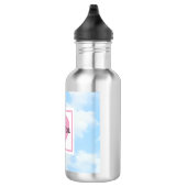 Cute Light Blue Cloudy Sky Pink Heart Custom Name Waterfles (Rechts)