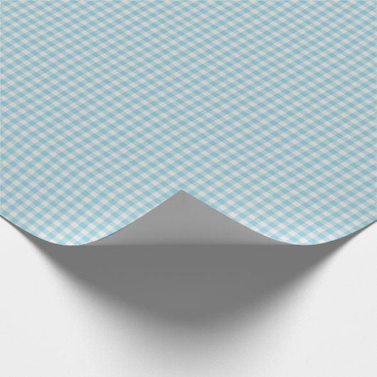 Cute Light Blue Gingham Pset Pattern Cadeaupapier (Hoek)