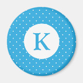 Cute Light Blue Polka Dot Pattern Monogram Magneet (Voorkant)