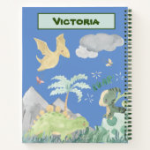 Cute Light Blue Waterverf Dinosaur Notitieboek (Achterkant)