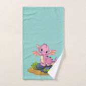 Cute Light Green Baby Dinosaur Monogram Name Baby Bad Handdoek (Handdoek)