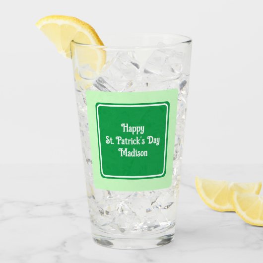 Cute Light Green Happy St Patricks Day Glass Glas (Voorkant ijs)