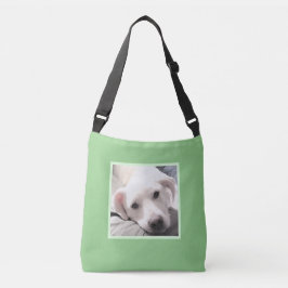 Cute Light Green Tired White Puppy Dog  Cros Crossbody Tas