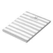 Cute Light Grey Slate Waterverf Stripes Monogram Notitieblok (Gedraaid)