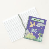 Cute Light Paarse Waterverf Dinosaur Notitieboek (Binnen)