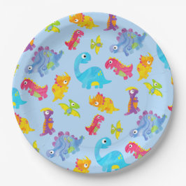 Cute Light Pastel Blue Baby Dinosaur Birthday Papieren Bordje