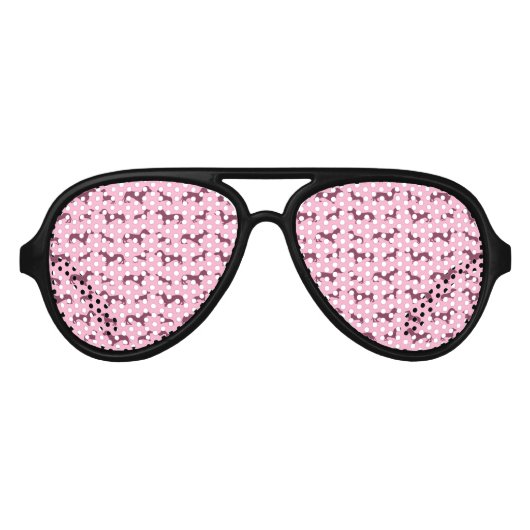 Cute light roze dachshond patroon aviator zonnebril (Voorkant)