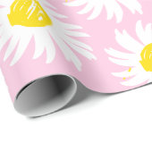 Cute light roze daisy floral spring chic cadeaupapier (Rol Hoek)