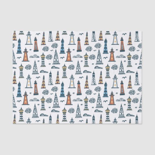 Cute Lighthouse Pattern Tissuepapier (Voorkant)