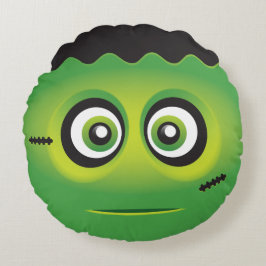 Cute lil green monster emoji rond kussen