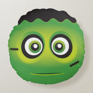 Cute lil green monster emoji rond kussen