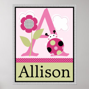 Cute Lil Little Ladybug Lettre & Nom Poster mural