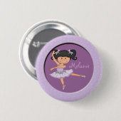 Cute lila Ballerina 1 Aangepaste naam Ronde Button 5,7 Cm (Voorkant /achterkant)