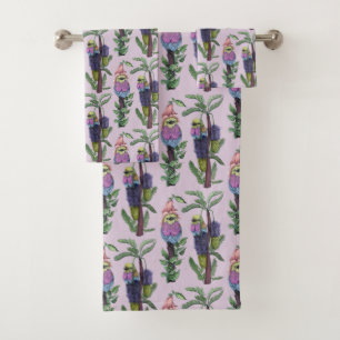 Cute Lilac Purple Aquarelle Motif d'oiseaux africa