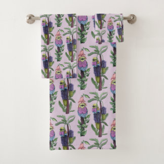 Cute Lilac Purple Aquarelle Motif d'oiseaux africa