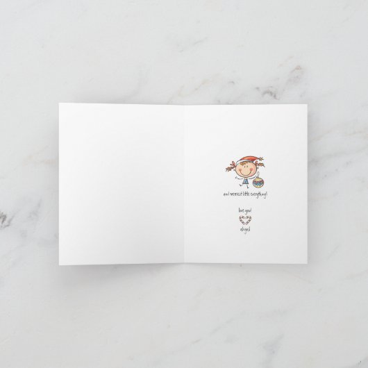 Cute Line Art Cartoon van haar kerstdag Kaart (Binnen)