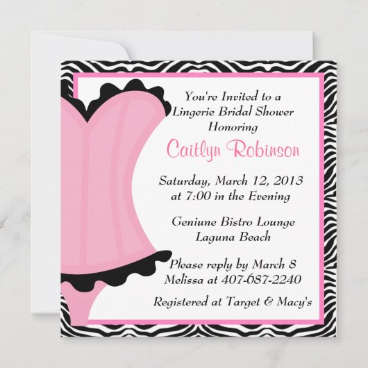 Cute Lingerie Invitation de douche nuptiale (Devant)