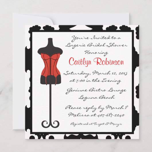 Cute Lingerie Invitation de douche nuptiale (Devant)