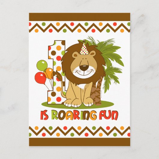 Cute Lion 1er Anniversaire Carte postale Invitatio (Devant)
