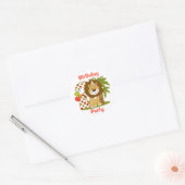 Cute Lion 2e verjaardag Ronde Sticker (Envelop)