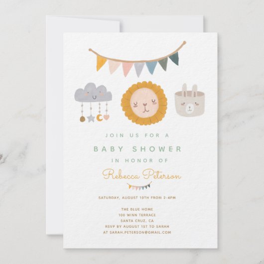 Cute Lion Baby shower Invitation Kaart (Voorkant)