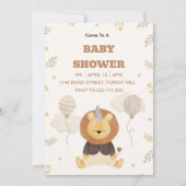 Cute Lion Baby Shower Invitation | Neutral Safari  (Devant)