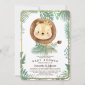 Cute Lion Baby shower Thema Kaart (Voorkant)