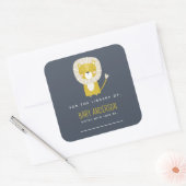 Cute Lion Baby shower Vierkante Sticker (Envelop)