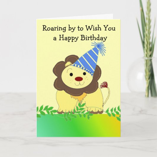Cute Lion Birthday Greeting Kaart (Voorkant)