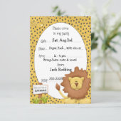 Cute Lion Birthday Party Kaart (Staand voorkant)