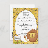 Cute Lion Birthday Party Kaart (Voorkant / Achterkant)