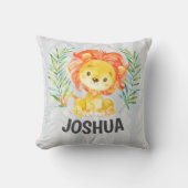 Cute Lion Boy Personalized Nursery King Oerwoud Kussen (Voorkant)