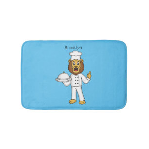Cute lion chef cartoon illustratie badmat