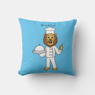 Cute lion chef cartoon illustratie kussen