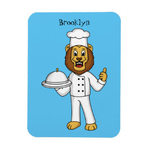 Cute lion chef cartoon illustratie magneet