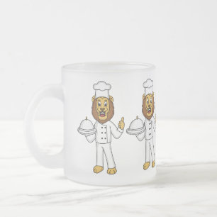 Cute lion chef cartoon illustratie matglas koffiemok