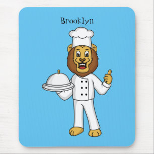 Cute lion chef cartoon illustratie muismat